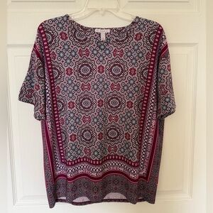 DB Multi-Colored Mosaic Short-Sleeve Blouse